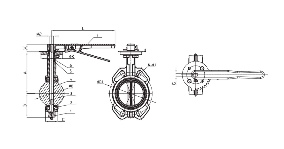 Wafer Style Butterfly Valve BS EN 593 (D71X4, D371X4), PN10/16